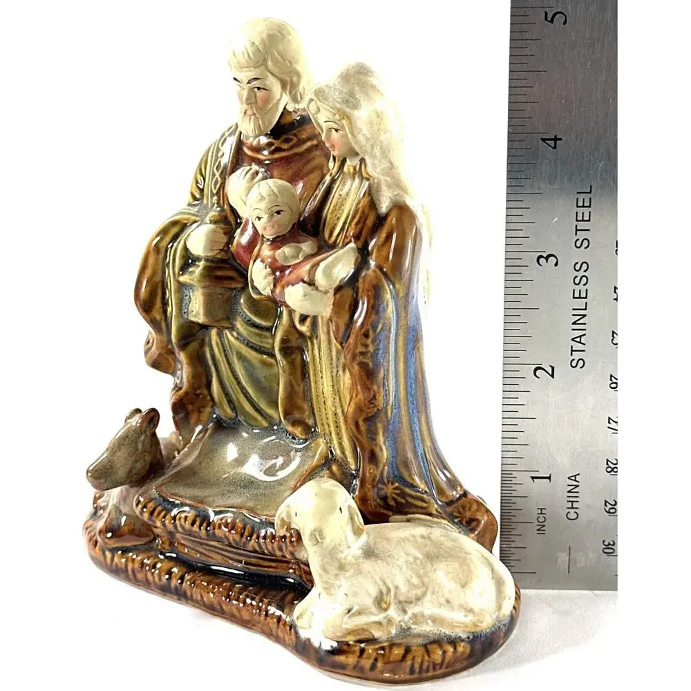 Vintage Ceramic Nativity Figurine Holy Family Baby Jesus Christmas Glazed 5”